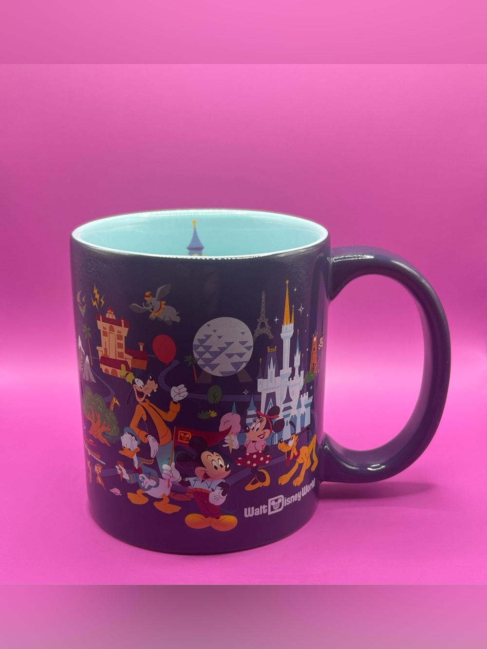 Disney Mickey Friends Purple Coffee Mug Retro Vacation Nostalgia